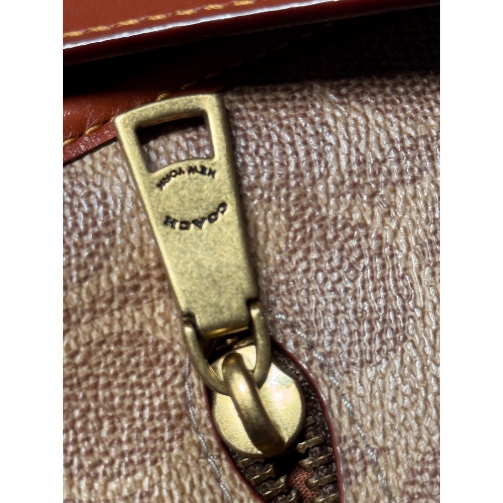 Coach Chaise Crossbody Bag Signature Coated Canvas Leather Tan Brown C8487 - Picture 10 of 15